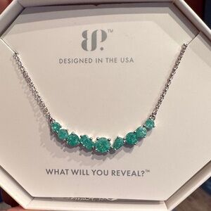 🆕 Bomb Party Sterling Silver Necklace NK93725 Teal Ice Crystal